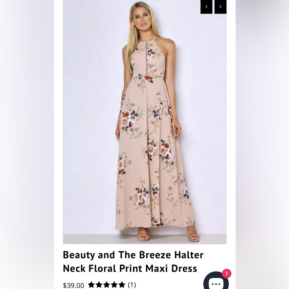 Women's Mauve Floral Print Maxi Dress - Picture 7 of 10